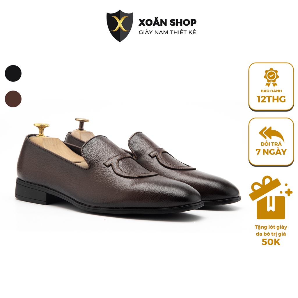Giày Lười Nam Công Sở XOĂN SHOP Da Bò Thật Size 38 Đến 42 Màu Đen/Nâu - G044