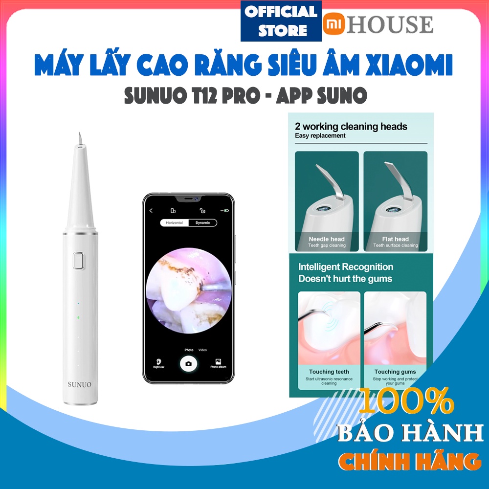 Hoả tốc | IPX7| 5 triệu Pixel | Máy cạo vôi răng nội soi Xiaomi Youpin Sunuo T12 Pro Cao Cấp - MiHouse