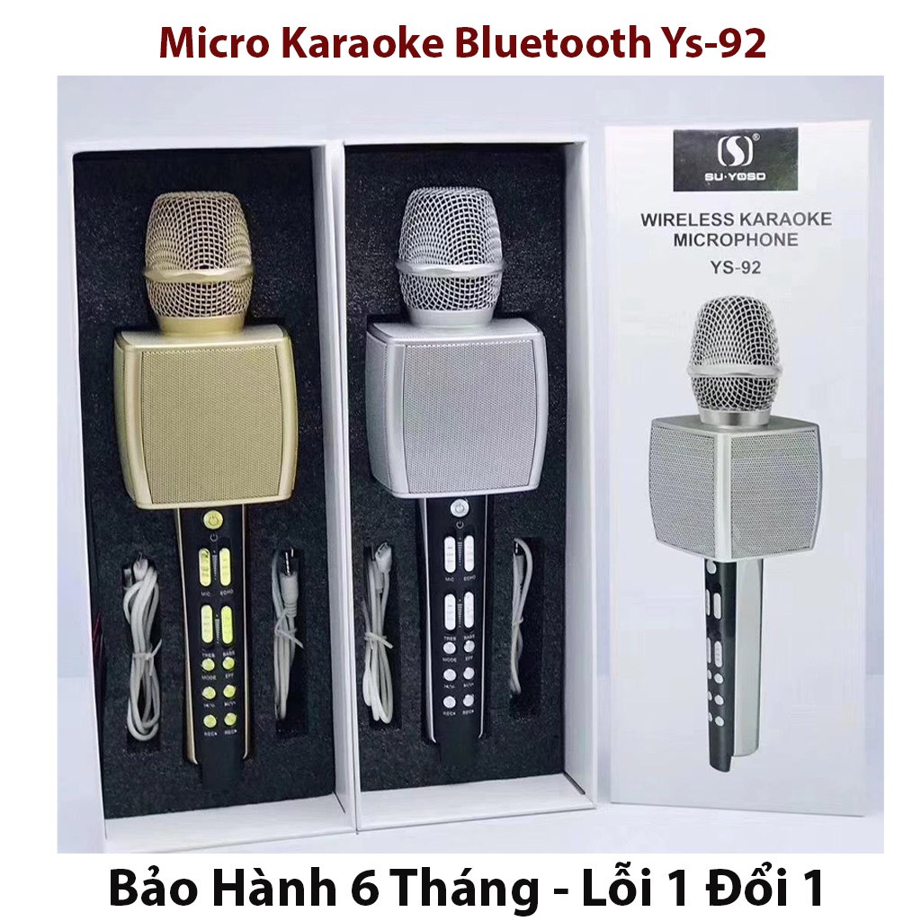 [Mã ELHACE giảm 4% đơn 300K] Micro Karaoke Bluetooth YS-92 Không Dây Mic Livestream Kết Nối Không Dây Hỗ Trợ Ghi Âm