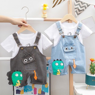 Bộ áo thun tay ngắn + quần yếm cho bé trai