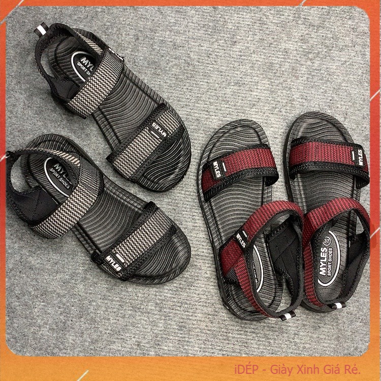 Giày sandal Nữ quai dù sọc MYLES GL031 - Xăng đan đế PU siêu bền