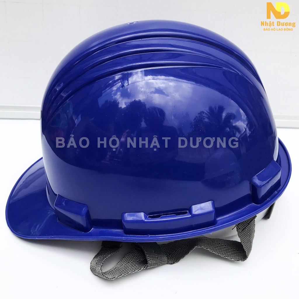 Mũ bảo hộ lao động khóa vặn màu xanh dương N03, Nón bảo hộ lao động Nhật Dương có lót xốp chống nóng