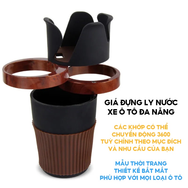 Giá Đỡ Cốc Nước Trên Ô Tô Giá Đỡ Điện Thoại Bỏ Hộc Xe 3 Trong 1 Để Được Cùng Lúc 3 Li Nước Và Điện Thoại QC-036