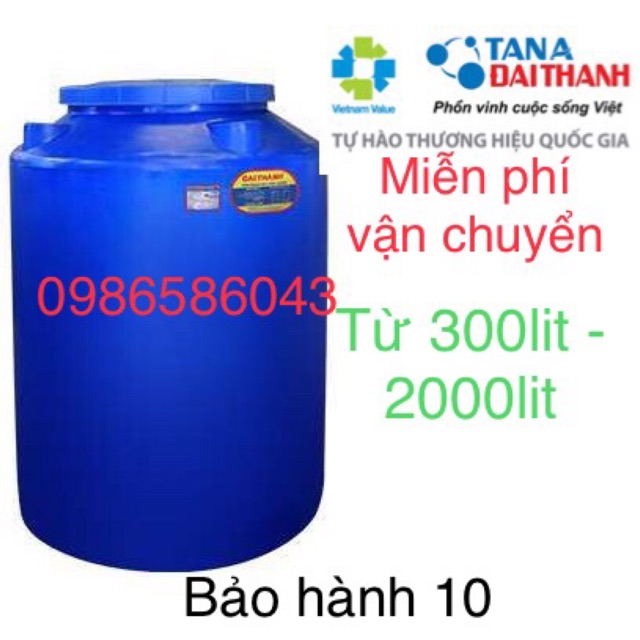 Bồn nhựa nước Đại Thành 300L-2000L đứng, bảo hành 10 năm