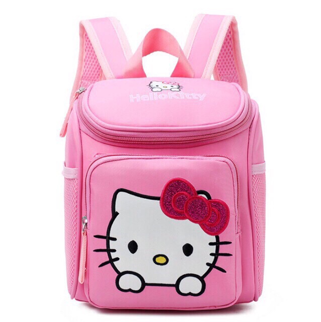 Balo chống gù cho bé mẫu giáo hình Hello Kitty hồng đậm