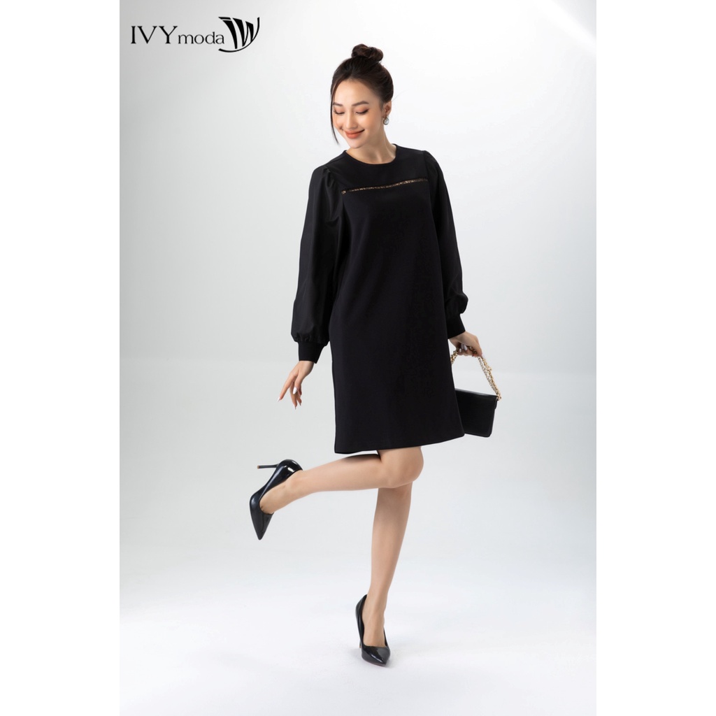 Đầm thun tay bồng dáng suông IVY moda MS 42B9053