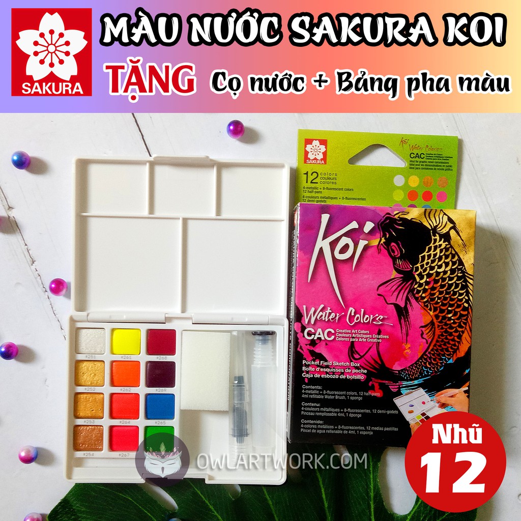 [CHÍNH HÃNG] Màu Nước SAKURA KOI Dạng Nén Set 12, 18, 24, 30, 48