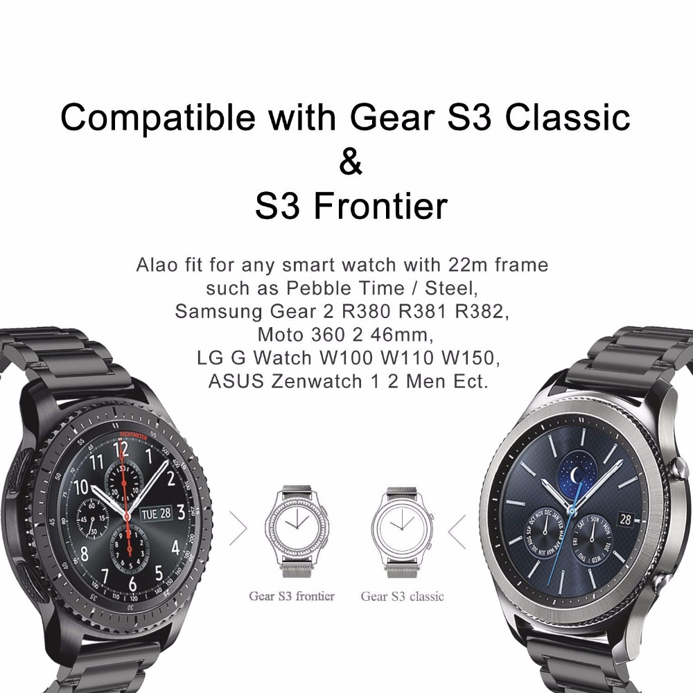 Dây Đeo Bằng Thép Không Gỉ 18 20 22 24mm Cho Samsung Galaxy Watch Active S2 S3 S4 Classic Galaxy 42 / 46mm