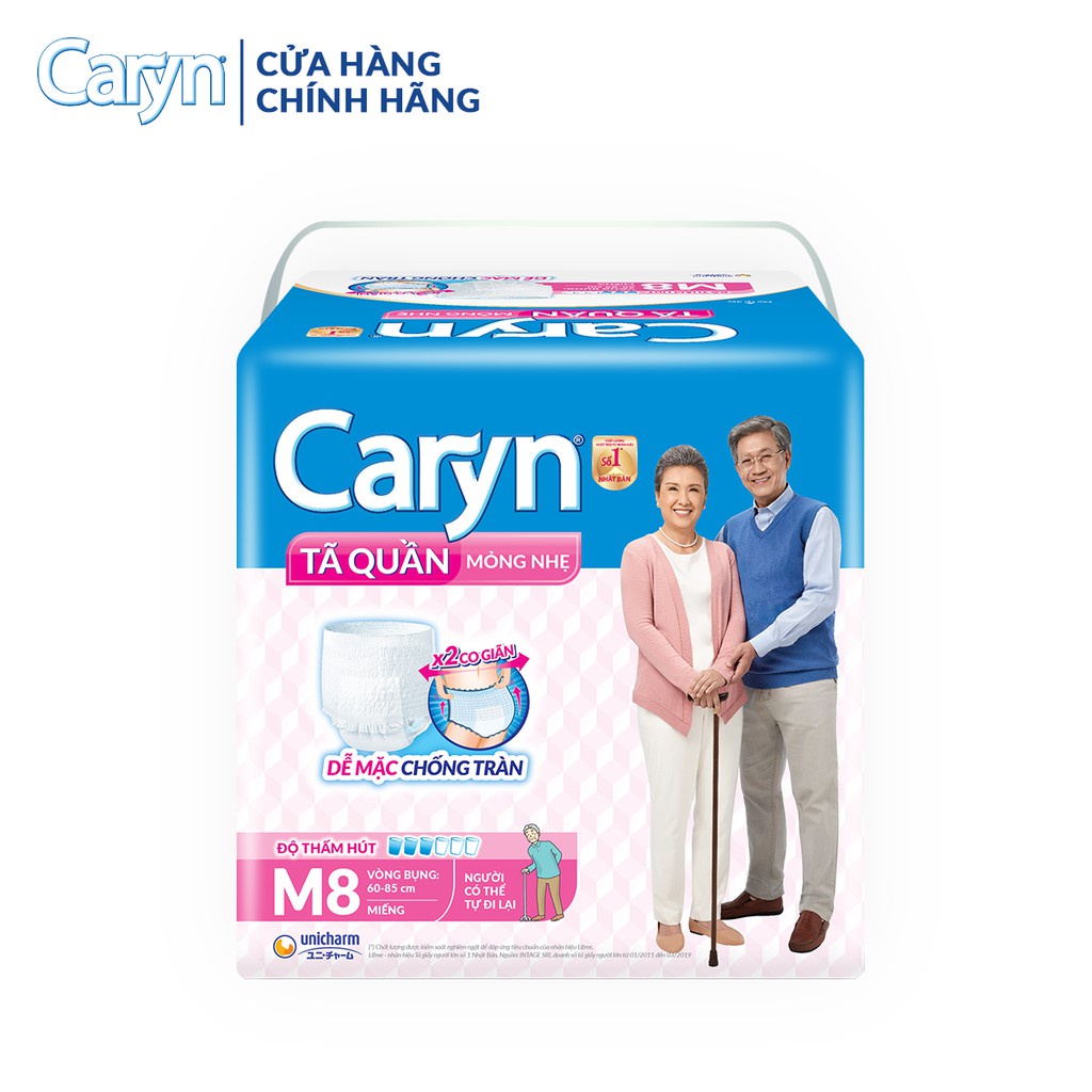 Tã Bỉm Quần Người Lớn Caryn Mỏng Nhẹ Chống Tràn Size M 8 Miếng Dành Cho Người Già Có Thể Tự Đi Lại Được