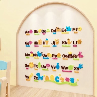 Tranh dán tường mica dán nổi bảng chữ cái mẫu mới trang trí phòng ngủ, học, trường mầm non, khu vui chơi cho bé
