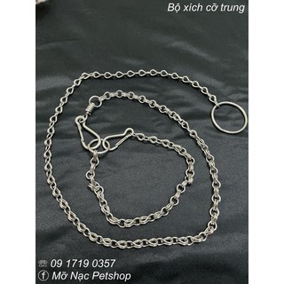 BỘ DÂY XÍCH INOX ( VÒNG CỔ + DÂY DẮT ) - CỠ TRUNG