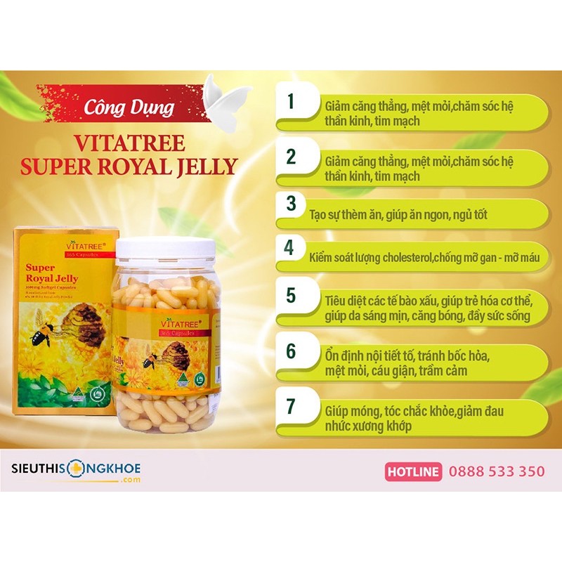 Sữa Ong Chúa VITATREE SUPER ROYAL JELLY   1600mg  - Hộp 100 viên - NHẬP KHẨU ÚC | BigBuy360 - bigbuy360.vn