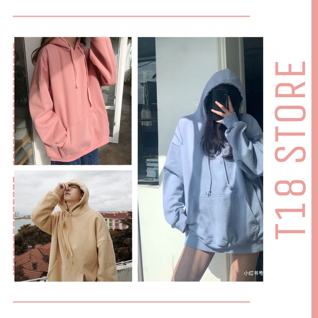 Áo hoodie nữ hàn quốc form rộng có dây kéo cute unisex dài tay T18 STORE AH06
