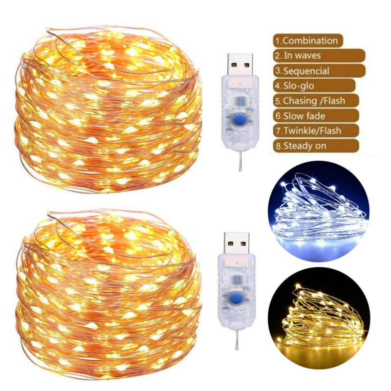 Dây Đèn Led 50/100 Bóng 8 Chế Độ Trang Trí Lãng Mạn