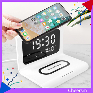 Đồng Hồ Báo Thức Điện Tử Tráng Gương Đa Năng Kèm Sạc Không Dây Tiện Dụng