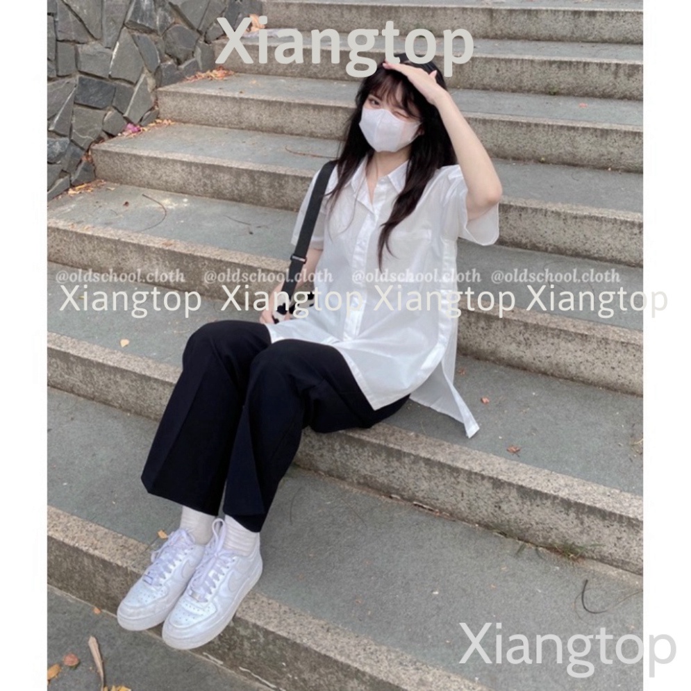 Áo kiểu nữ , Áo sơ mi xẻ cúc bên cách điệu phong cách Hàn Quốc A2444 Xiangtop