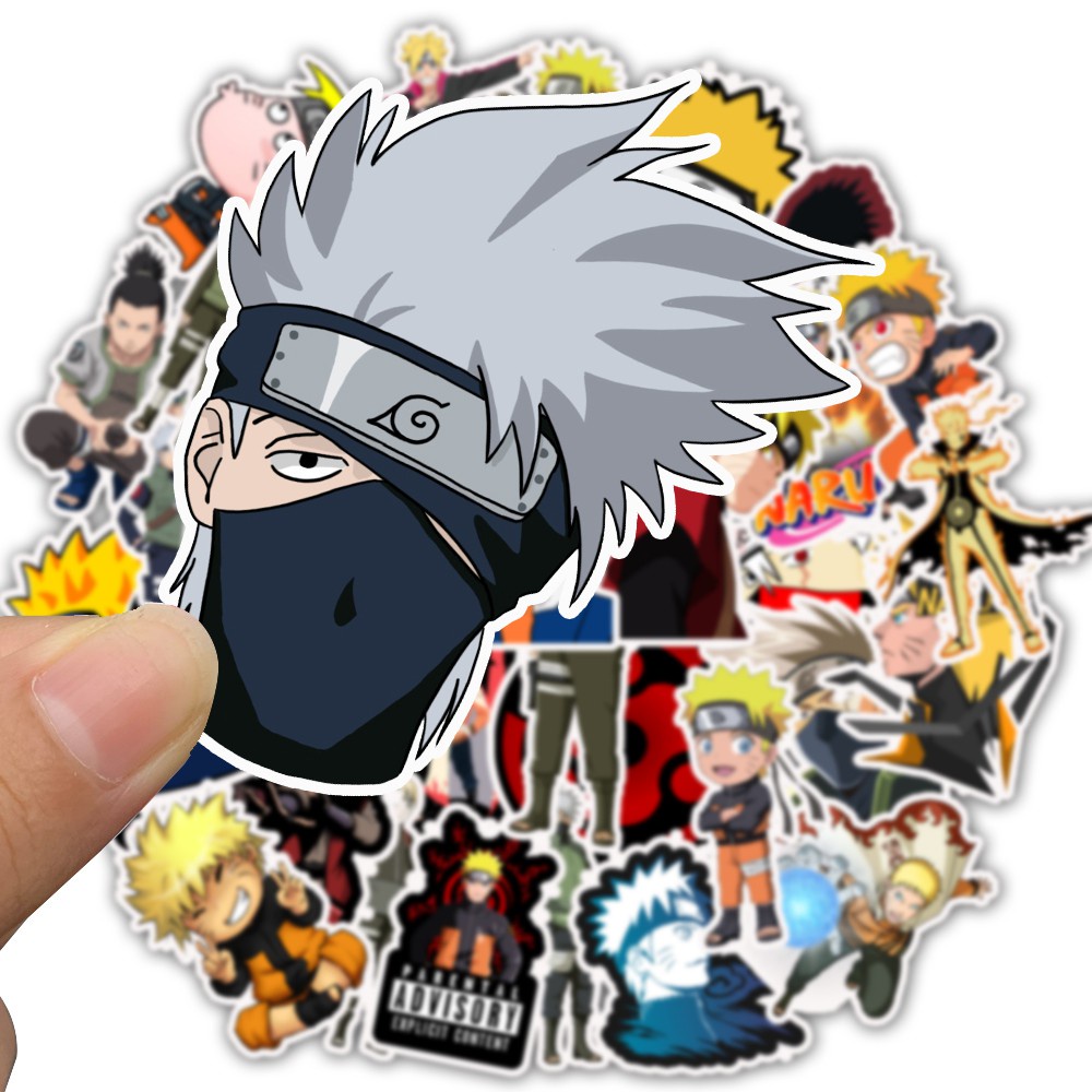 Combo 50 Sticker NARUTO CỬU VỸ hình dán chống nước dán mũ bảo hiểm, laptop, vali, điện thoại, guitar