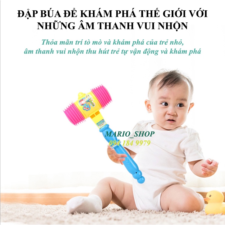 Búa nhựa đồ chơi gắn còi phát ra âm thanh kèm thổi bong bóng vui nhộn dành cho các bé