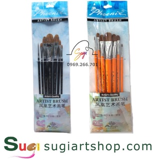 Bộ cọ đầu oval Phoenix 8602, 7 cây đầu oval, cọ lông sóc