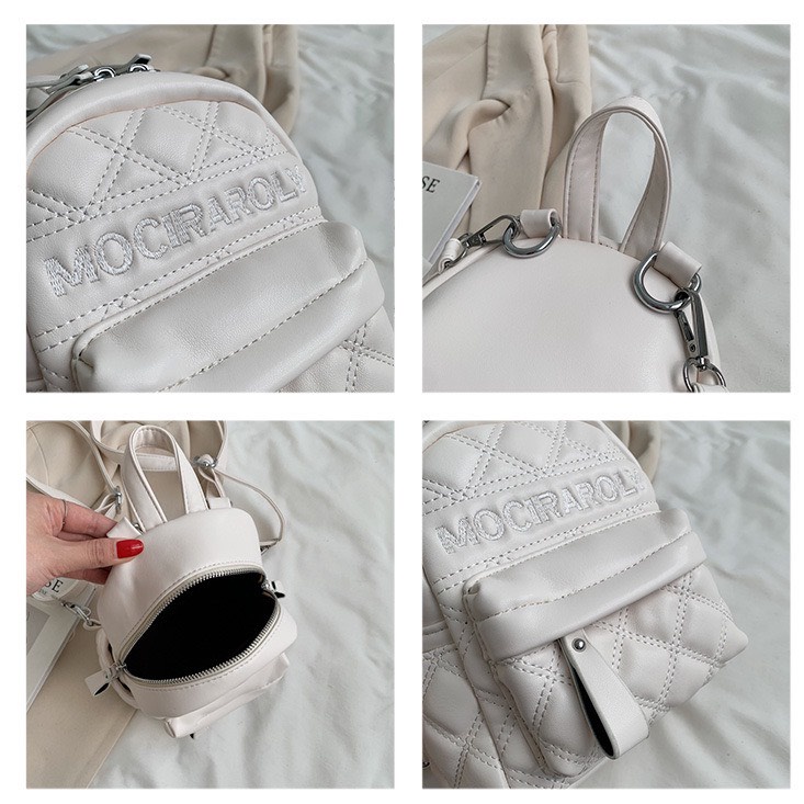 Balo mini đeo vai da pu  dập trám thời trang nữ