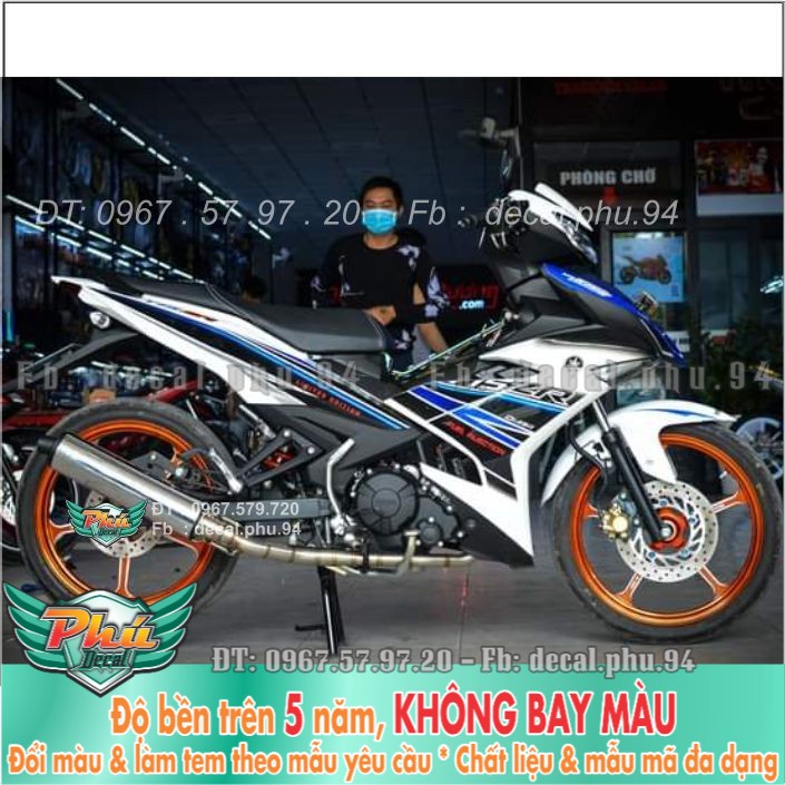 Tem rời Exciter 150 Y15ZR Trắng xanh (X) -1