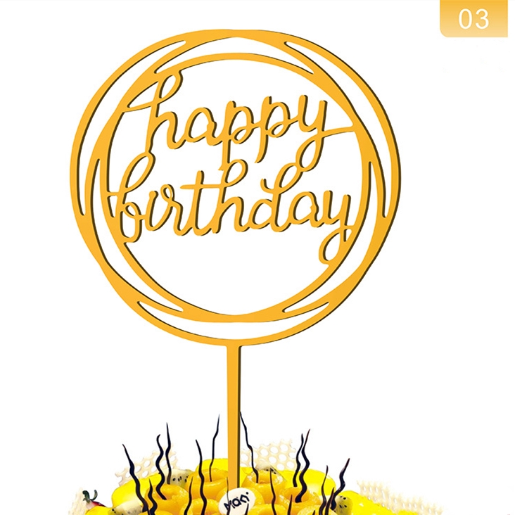 Bộ phụ kiện trang trí bánh họa tiết chữ Happy Birthday độc đáo