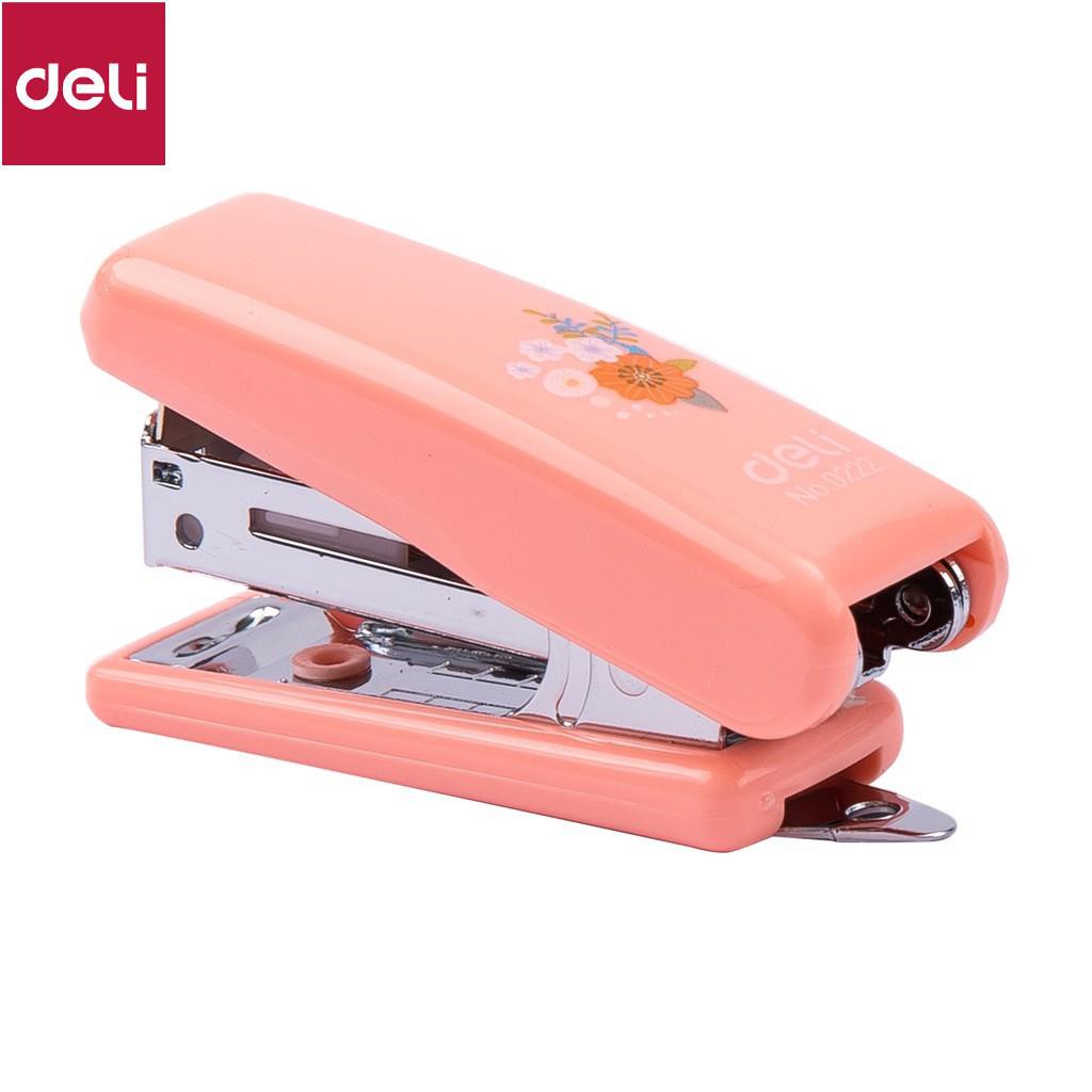 Dập ghim học sinh mini 10 Deli, 12 trang, Xanh, Hồng - 1 cái E0222 [Deli]