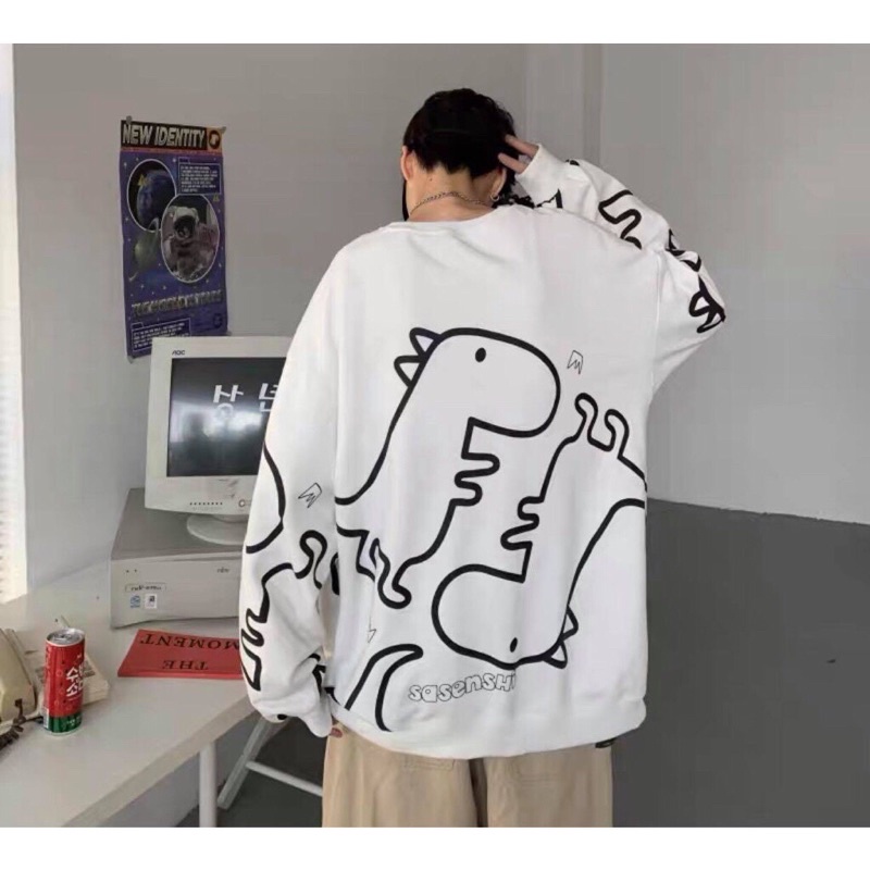 Áo Nỉ Sweater Nỉ Ngoại Khủng Long Unisex Nam Nữ Phong Cách Ulzzang