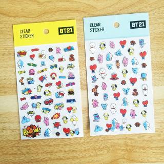 Ready Stock KPOP BTS BT21 Sticker Transparent Sticker Cute Cartoon Sticker Fan Gift