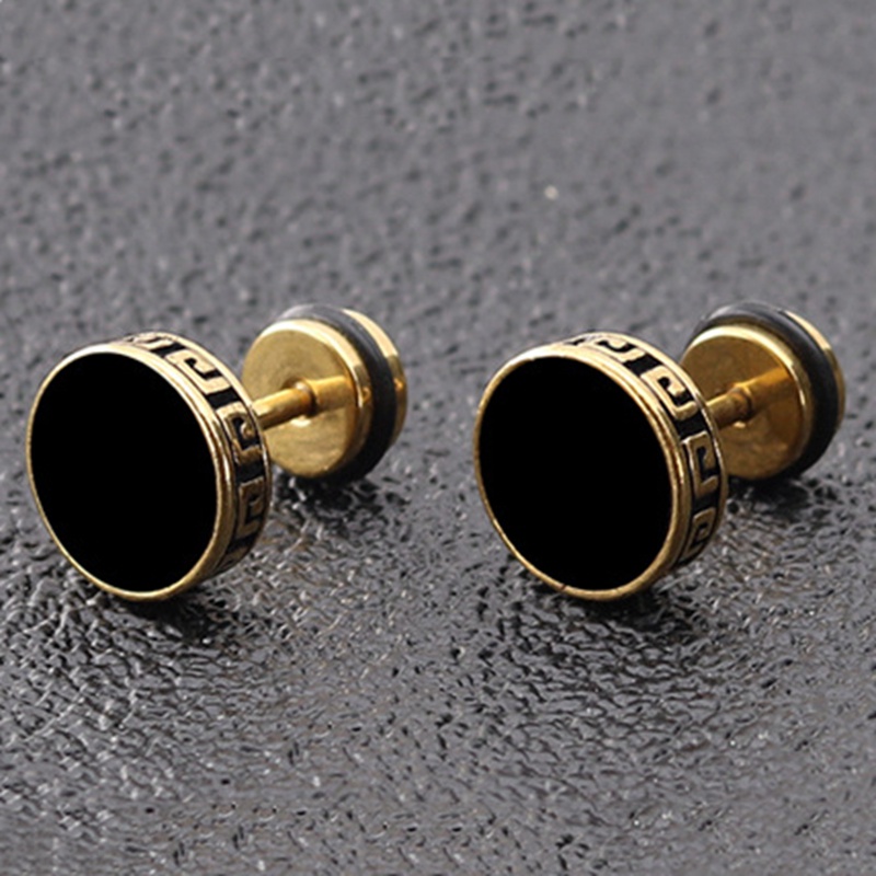 Khuyên Tai Titanium Mạ Vàng Phong Cách Punk Cá Tính Cho Nam