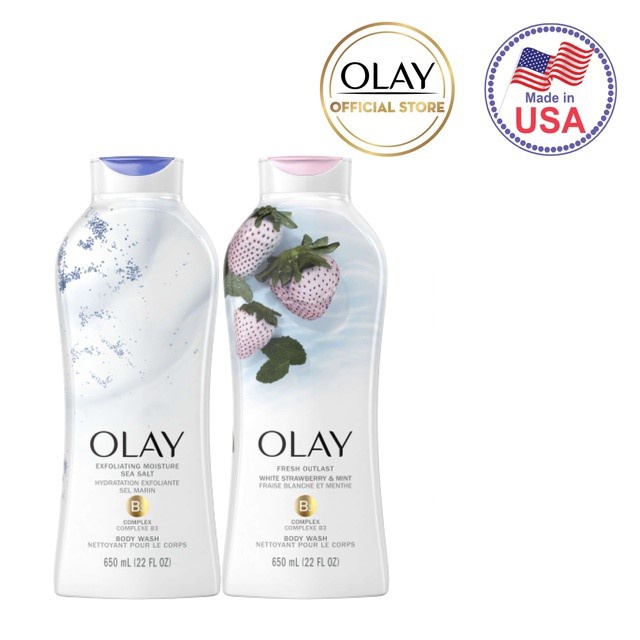 Combo Sữa tắm Olay Body wash Strawberry & Mint 650 ml + Sữa tắm Olay