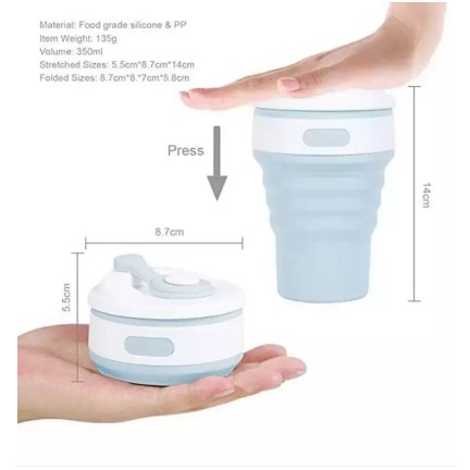 (SIÊU SALE XẢ KHO) Ly Bình giữ nhiệt gấp gọn uống cà phê nước trái cây 350ml Silicone ly cốc uống nước ly cocgiunhiet