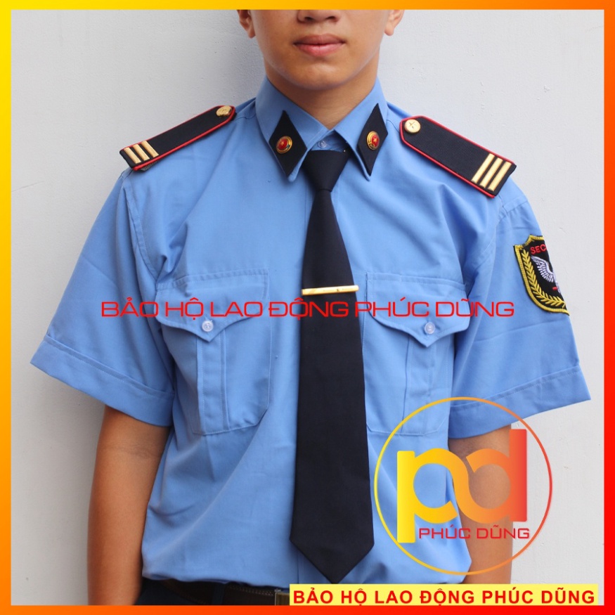 Áo đồng phục bảo vệ xanh biển tay ngắn đẹp chuyên nghiệp - [không phụ kiện] - giá rẻ chất cotton tốt thấm hút mồ hôi