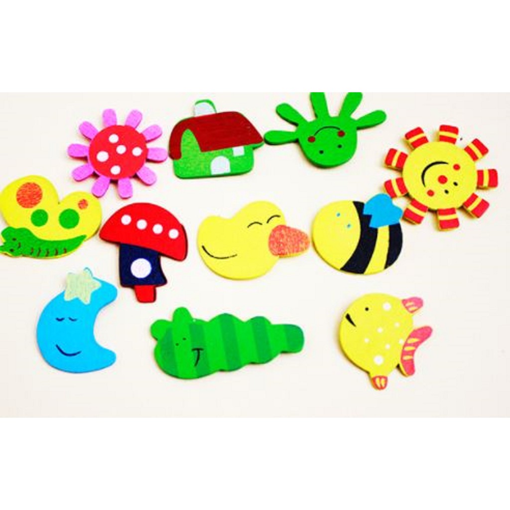 Bộ 12 sinh vật bằng gỗ gắn nam châm