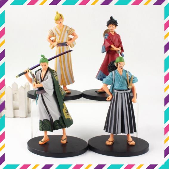 Mô Hình One Piece Vương Quốc Wano Luffy, Zoro, Usop, Sanji, Nami, Brook, Choper - Cao 20cm- Mô Hình Figure