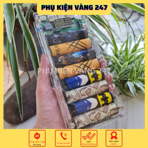 Box sạc mica 8 cell ⚡ SẠC NHANH ⚡ Hộp sạc dự phòng 18650 mạch sạc nhanh QC 3.0 20000mah