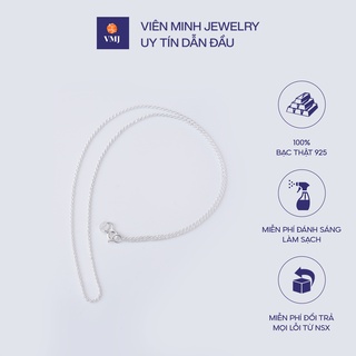 Dây chuyền bạc nữ vmj, vòng cổ nữ, dây chuyền bạc 925 dây trơn xoắn thừng dài 45cm - vmj184