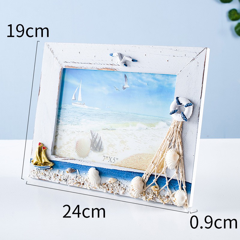 Khung ảnh trang trí kiểu gỗ cũ có lưới size 20cm và 24cm  - Decor đồ trang trí theo phong cách biển Địa Trung Hải