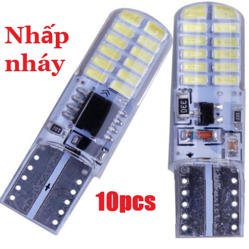 Bộ 10 bóng đèn LED Kevanly T10 W5W 194 168 3014 24 LED 12V cho xe hơi
