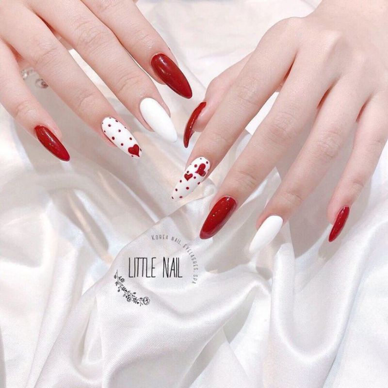 Nailbox tết, màu đỏ form inbox