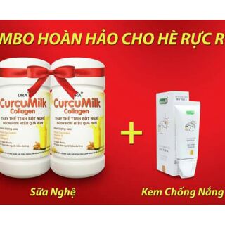 Combo 1 kem chống nắng + 2 sữa nghệ