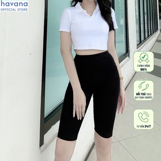 Quần legging lửng Havana cạp chun vải thun cao cấp ngố nữ co giãn tốt dáng ôm