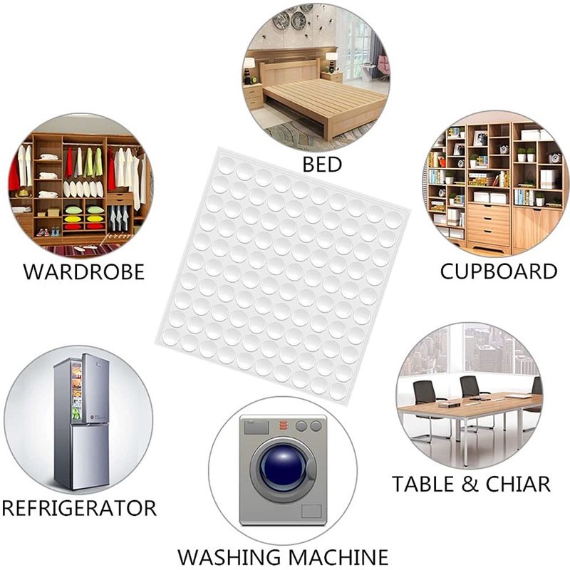 Set 100 miếng đệm cao su dán tường chống va chạm thiết kế tiện dụng