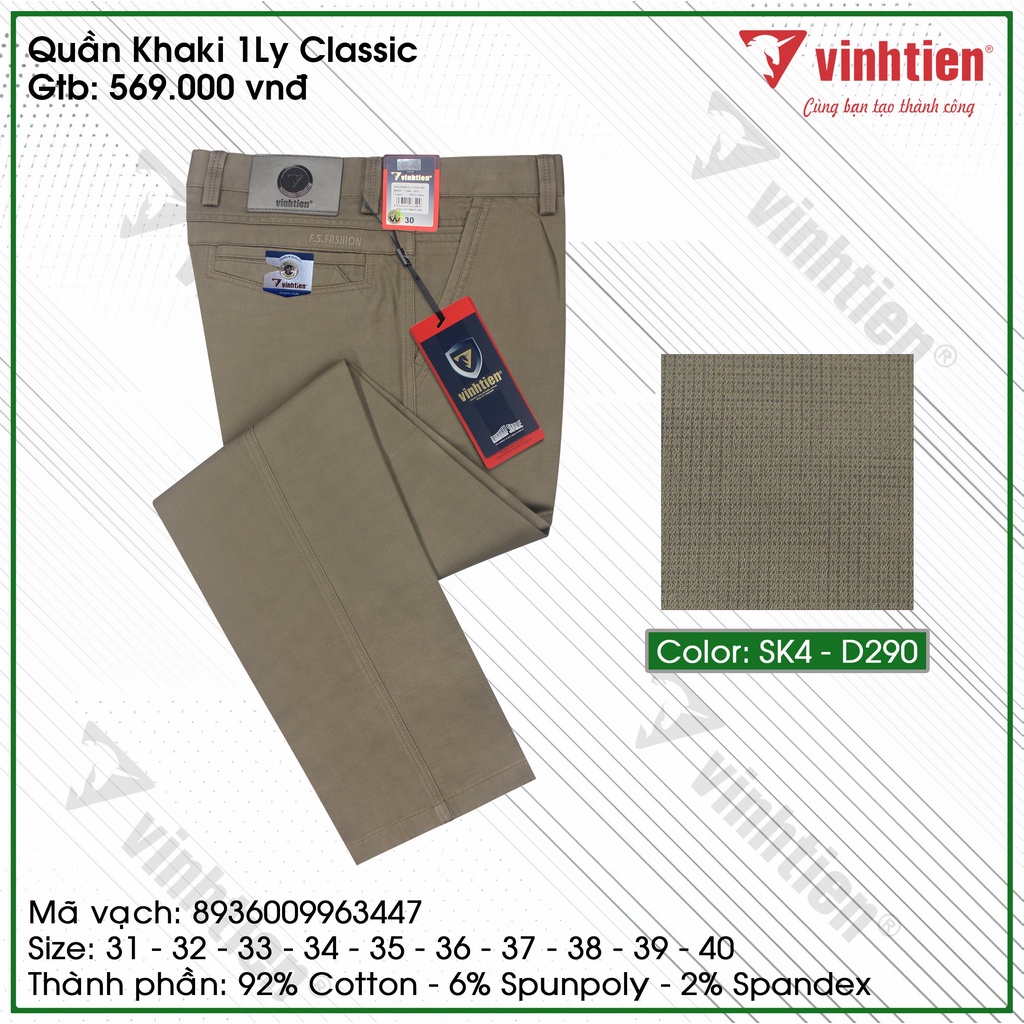 Quần Kaki Trung Niên 1ly Classic Cotton Vĩnh Tiến 569