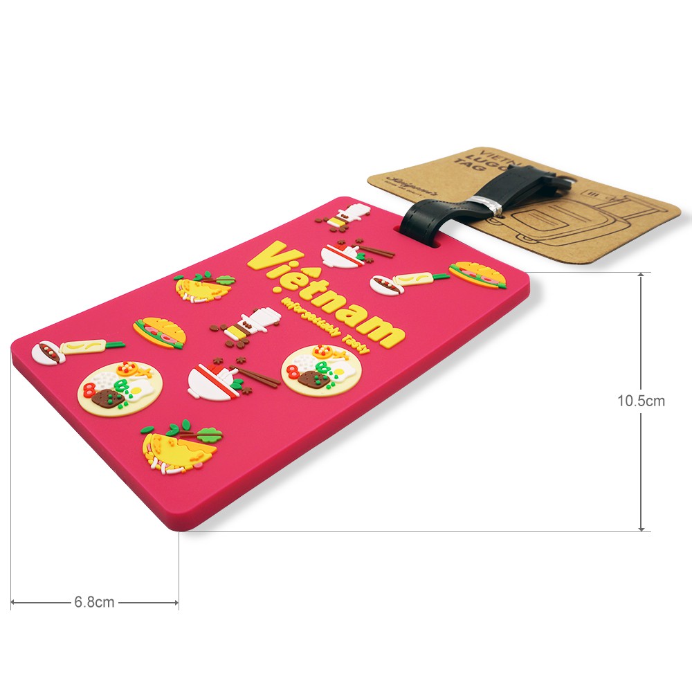 Thẻ tag hành lý vali túi xách balo Luggage Tag hình ảnh Food Hồng