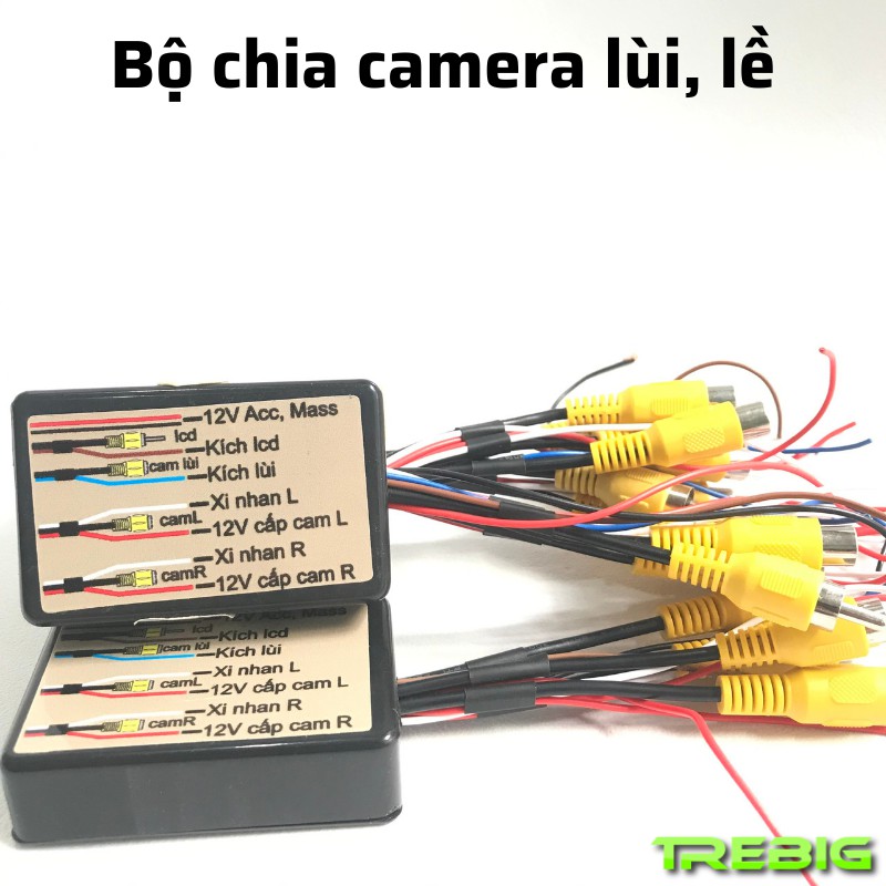 Bộ chia camera lề, camera lùi cho ô tô, có rõ cách lắp đặt. Sử dụng chất liệu nhựa abs cao cấp. Đồ chơi ô tô Trebig.