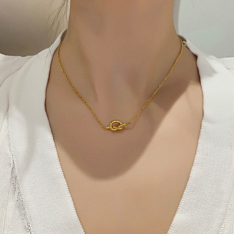 Dây chuyền titan basic mặt tròn xoắn, mạ vàng 14k  [  KHÔNG ĐEN GỈ ]   Her Accessories CT5