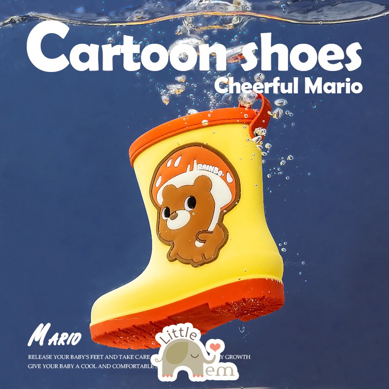 Ủng Cheerful Mario chống nước ngày mưa cho bé kiểu dáng Hàn Quốc _ Cartoon