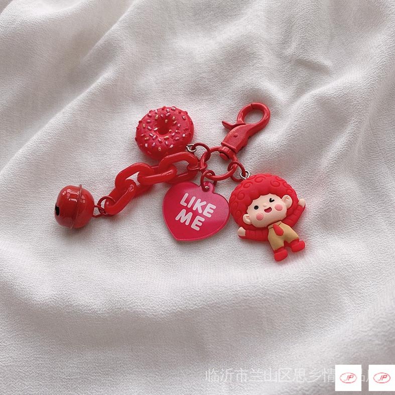 Móc Khóa Hình Bánh Donut Gấu Dâu Tây Xinh Xắn Dành Cho Cặp Đôi