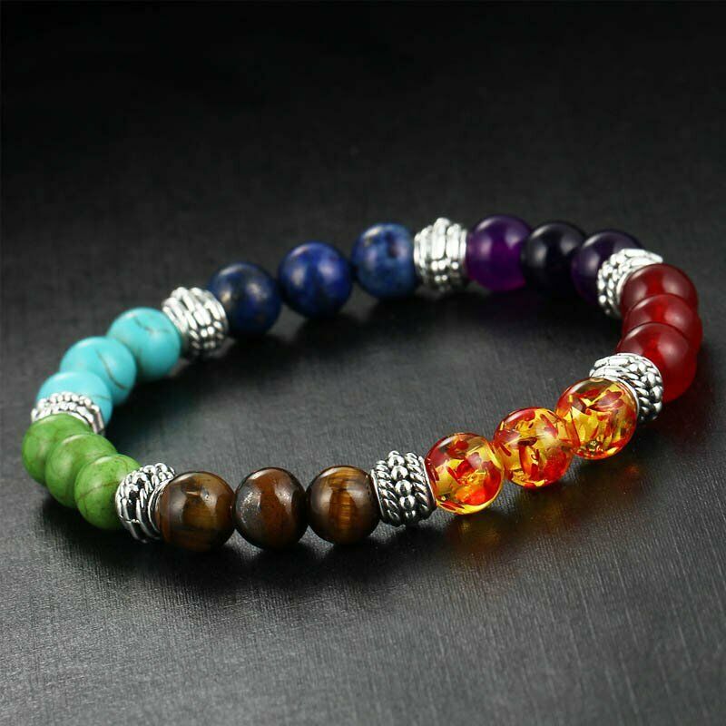 Vòng Tay Chuỗi Hạt Đá Chakra 7 Màu Cầu Nguyện